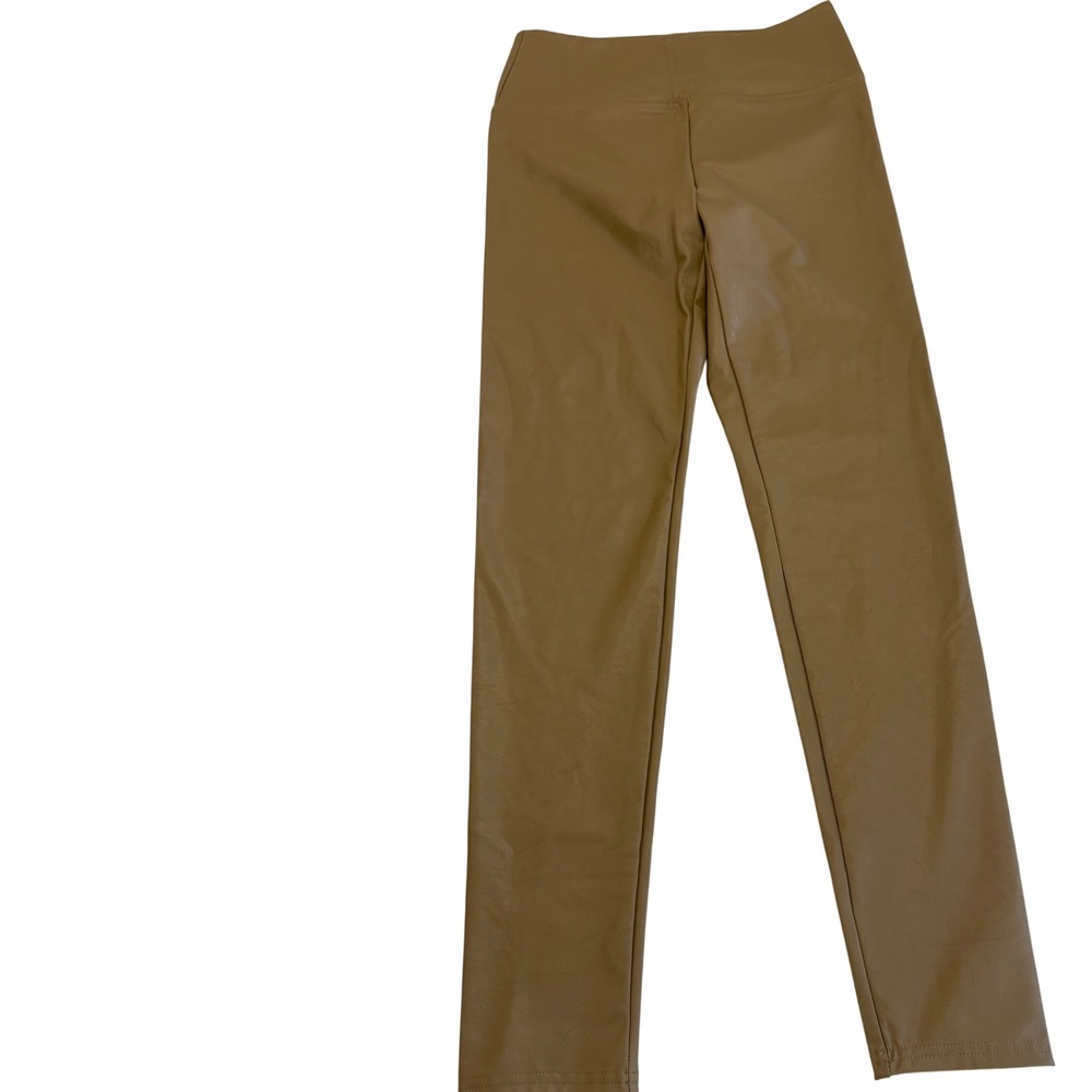 Boston Proper Faux Leather Leggings women XS tan High Waist Pull-On Pants